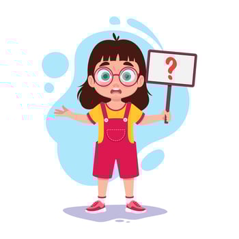 Child holding a sign, question mark vector