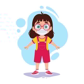 Child girl in a protective mask vector
