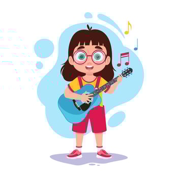 Child playing the guitar vector