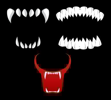Mouth wild animal cartoon vector. Canine tooth cartoon vector