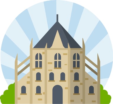 Czech tourist attraction. St. Barbara's Cathedral in Kutna Hora. Historic town centre. Flat cartoon isolated on white vector