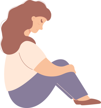 lonely unhappy woman sits png