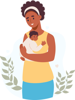 Happy black girl with newborn png