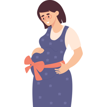 Happy pregnant girl with bow png