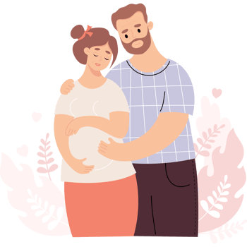 Pregnant adult woman and husband png