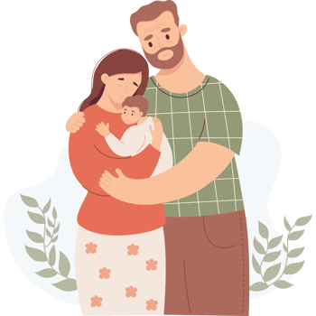 Happy adult family with newborn png