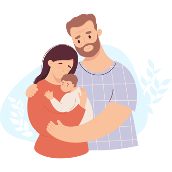 adult couple  with newborn png