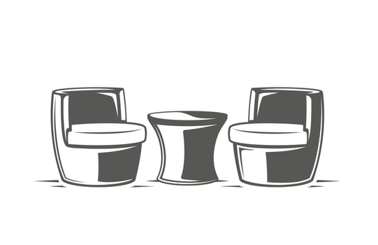 Table and chair isolated on white background vector