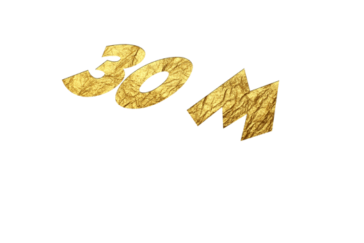 30 million subscribers celebration greeting Number with golden paper design png