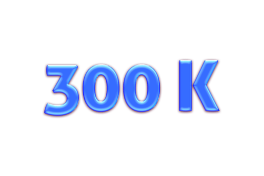 300 k subscribers celebration greeting Number with blue glosse design png