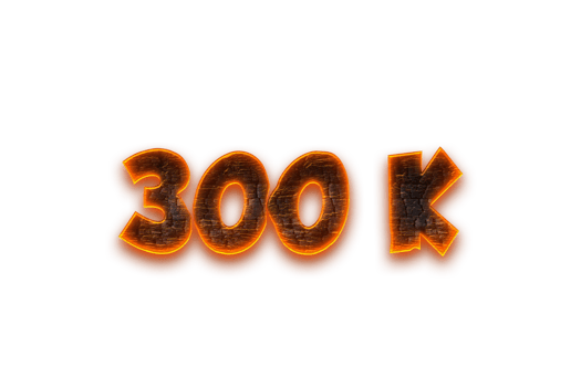 300 k subscribers celebration greeting Number with coal design png