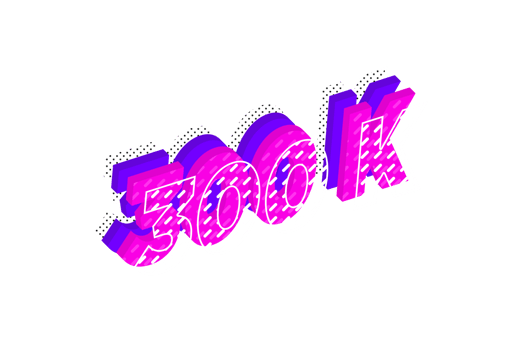 300 k subscribers celebration greeting Number with multi layers design png