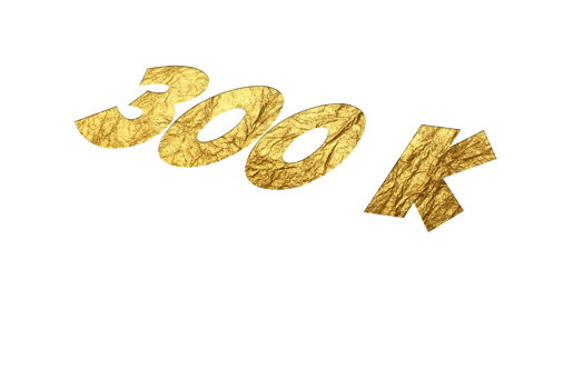 300 k subscribers celebration greeting Number with golden paper design png