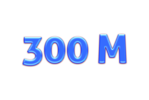 300 million subscribers celebration greeting Number with blue glosse design png