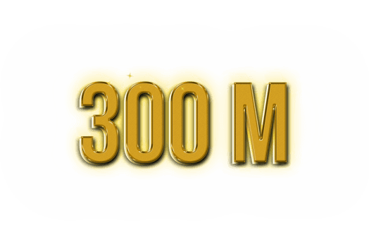 300 million subscribers celebration greeting Number with golden design png