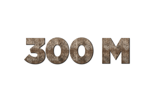 300 million subscribers celebration greeting Number with old walnut wood design png