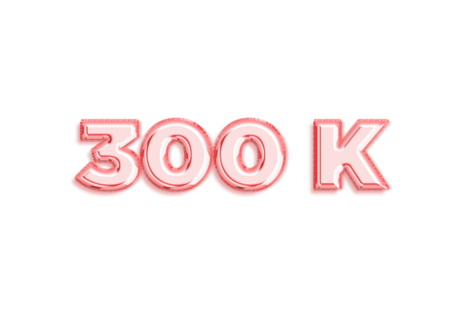 300 k subscribers celebration greeting Number with rose gold design png