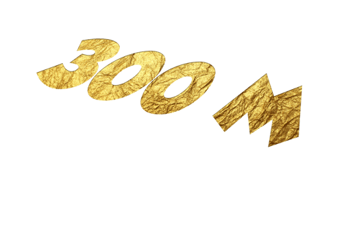 300 million subscribers celebration greeting Number with golden paper design png