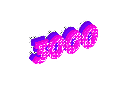 3000 subscribers celebration greeting Number with multi layers design png