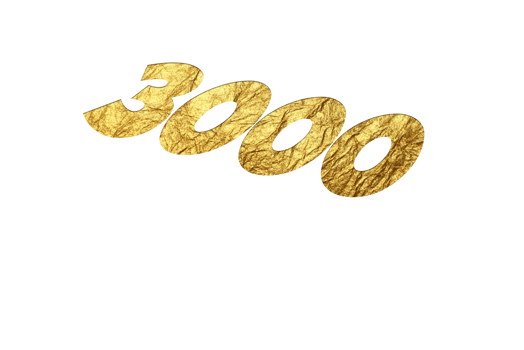 3000 subscribers celebration greeting Number with golden paper design png