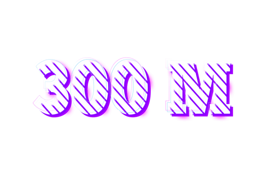300 million subscribers celebration greeting Number with stripe design png