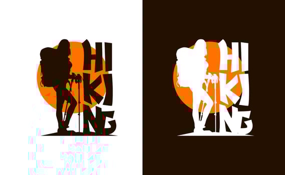 woman hiker. hiking tshirt design. tshirt design with hike theme. hiker theme design template. Adventure tshirt design. Hiking Outdoor tshirt design. mountain climbing tshirt design adventure. vector