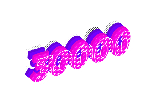 30000 subscribers celebration greeting Number with multi layer design png
