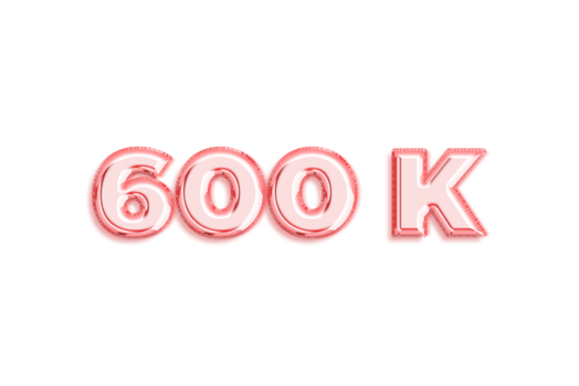 600 k  subscribers celebration greeting Number with rose gold design png