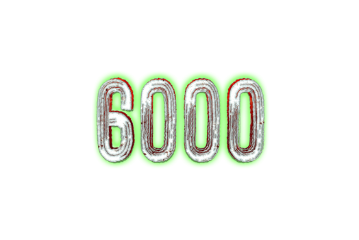 6000 subscribers celebration greeting Number with horror design png