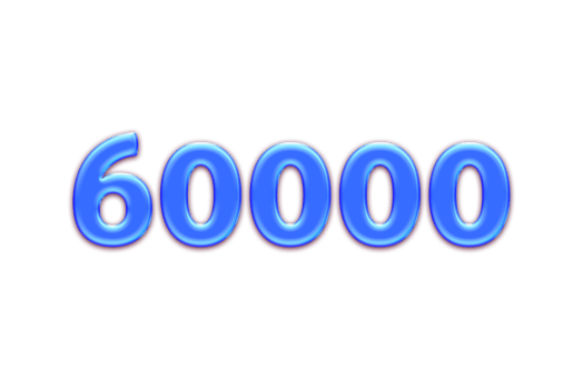 60000 subscribers celebration greeting Number with blue glossi design png