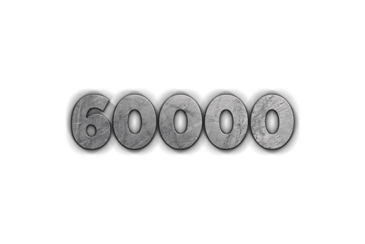 60000 subscribers celebration greeting Number with concrete design png