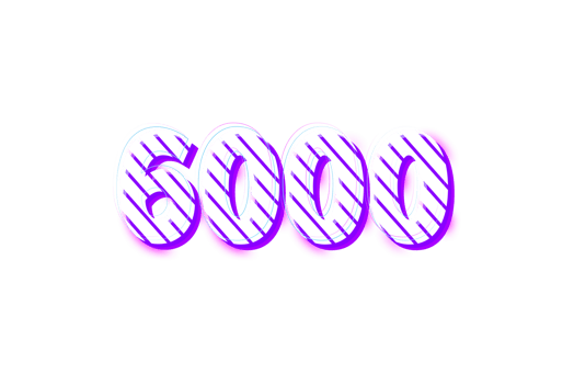 6000 subscribers celebration greeting Number with stripe design png