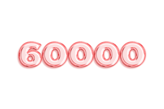 60000 subscribers celebration greeting Number with rose design png