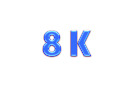 8 k subscribers celebration greeting Number with blue glosse design png