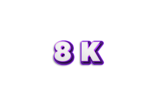 8 K subscribers celebration greeting Number with purple 3d design png