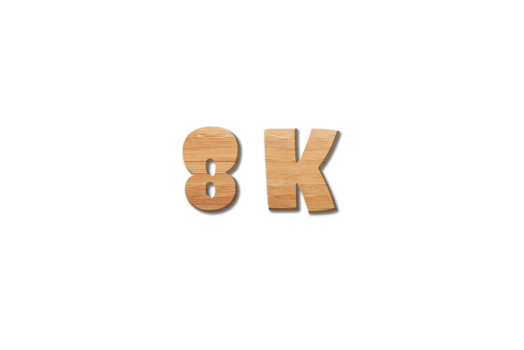 8 k subscribers celebration greeting Number with wood design png