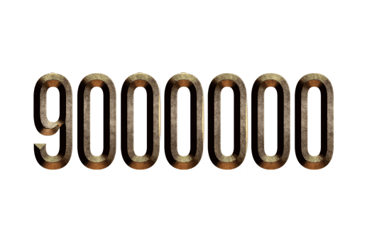 9000000 subscribers celebration greeting Number with historical design png