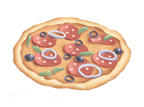 Pizza. Tasty food. Digital illustration png