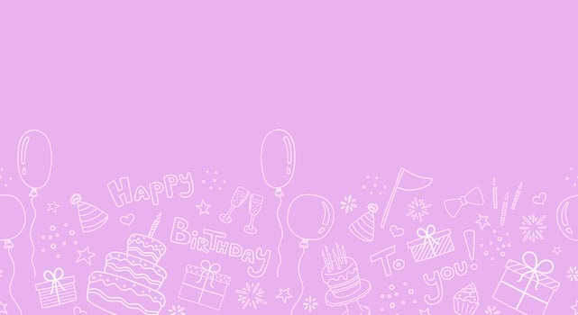 Horizontal doodle pattern with birthday elements vector