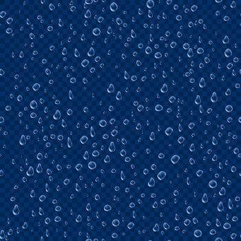 Seamless texture of Drops. Liquid clear droplet. Dew on glass surface. vector illustration