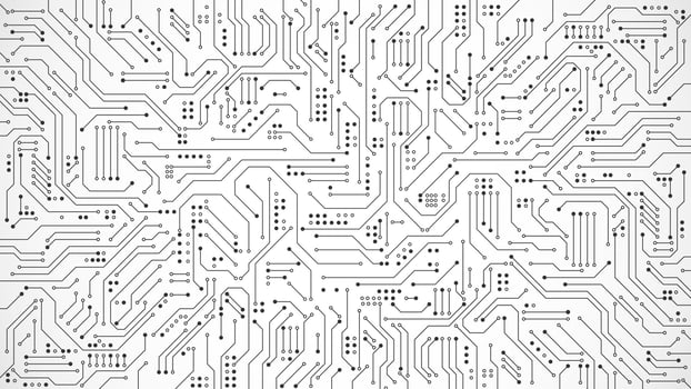 Circuit board texture for banner or high-tech poster. Abstract technology background. Electronic motherboard connection and lines. Vector illustration