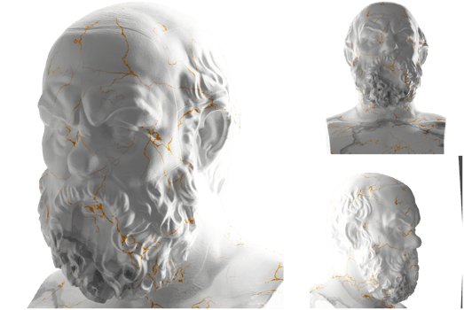Renaissance statue of Socrates in white marble and gold. for art lovers, and history enthusiasts png