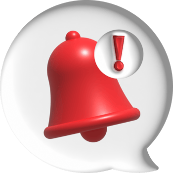 illustration 3D . Message button with notification bell. png