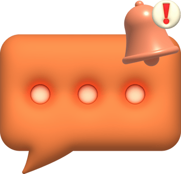 Unread message notification bell illustration 3D png