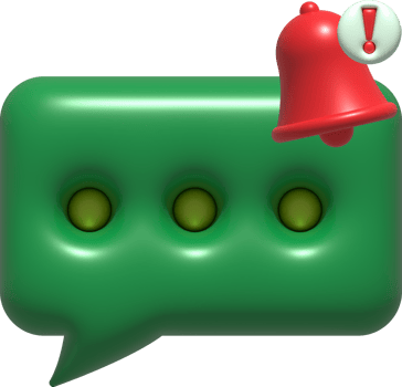 Unread message notification bell illustration 3D png