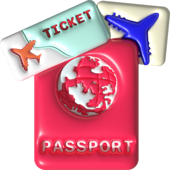 illustration 3D of passport book and travel ticket Identification Document png