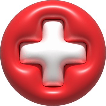 3D illustration medical cross symbol button png