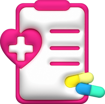 illustration 3D of a heart memo board and medicine details png