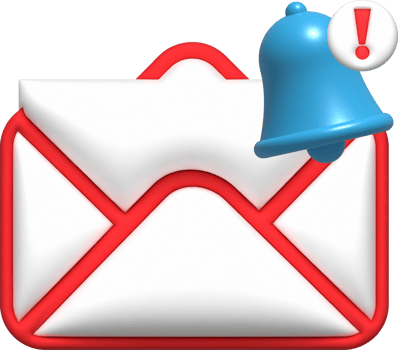 3D illustration, email, letter with notification bell png