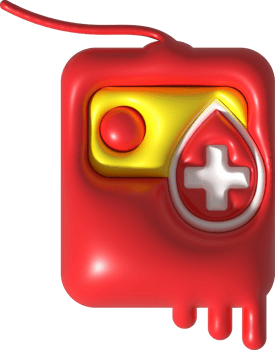 illustration 3D of a blood bag symbol for medical treatment. png